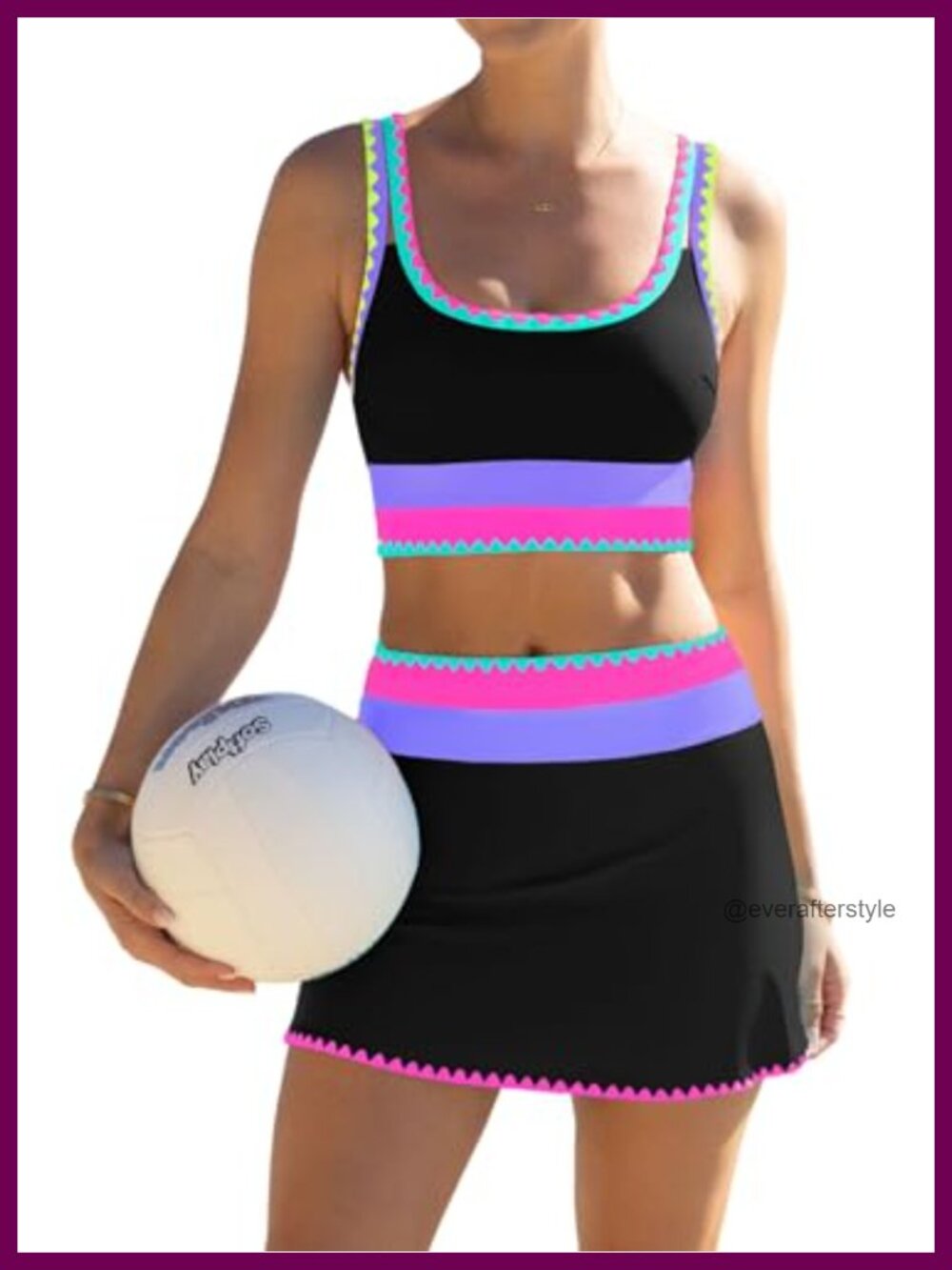3 Piece Tummy Control High Waisted Bikini Swimsuit with Skirt Push Up